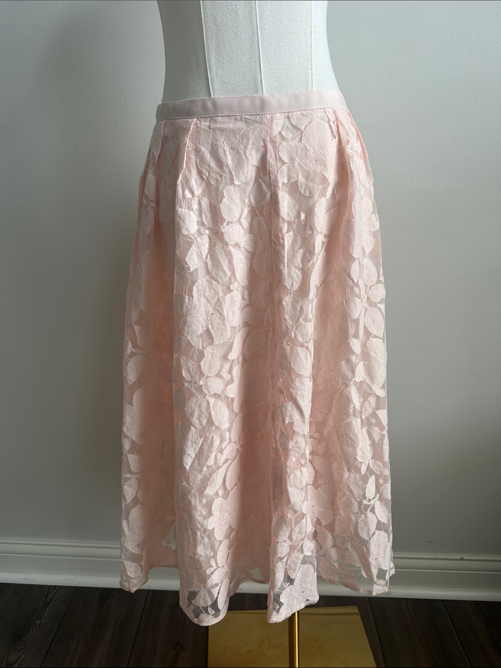 FRNCH Paris Soft Pink Floral Lace Midi Skirt Women M Coquette Fairy Feminine